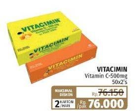 Promo Harga Vitacimin Vitamin C - 500mg Sweetlets (Tablet Hisap) Sweet Orange, Fresh Lemon per 50 str 2 pcs - Lotte Grosir
