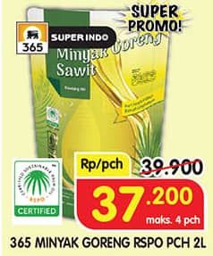 Promo Harga 365 Minyak Goreng Sawit RSPO 2000 ml - Superindo