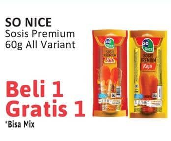 Promo Harga So Nice Sosis Siap Makan Premium All Variants 60 gr - Alfamidi