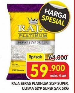 Promo Harga RAJA Beras Platinum/Ultima Beras 5Kg  - Superindo