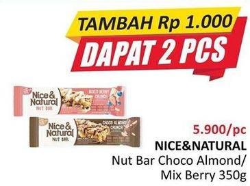 Promo Harga NICE & NATURAL Nut Bar Choco Almond, Mixed Berry 350 gr - Alfamidi