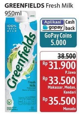 Promo Harga Greenfields Fresh Milk 1000 ml - Alfamidi