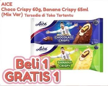 Promo Harga Aice Ice Cream Chocolate Crispy, Banana Crispy 60 gr - Alfamart