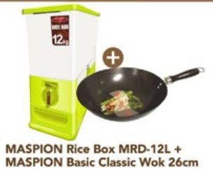 Promo Harga Maspion Rice Box + Basic classic Wok 26 cm  - Carrefour