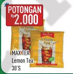 Promo Harga Max Tea Minuman Teh Bubuk Lemon Tea 30 pcs - Hypermart