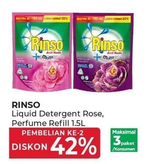 Promo Harga Rinso Liquid Detergent + Molto Pink Rose Fresh, + Molto Purple Perfume Essence 1500 ml - Yogya