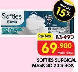 Promo Harga SOFTIES Masker Earloop 3D Surgical Mask 20 pcs - Superindo