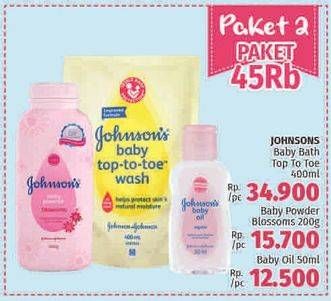 Promo Harga Johnsons Baby Bath Top To Toe + Baby Powder + Baby Oil  - LotteMart