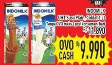 Promo Harga INDOMILK Susu UHT Full Cream Plain, Cokelat 1 ltr - Hypermart