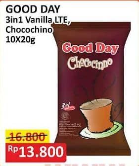Promo Harga Good Day Instant Coffee 3 in 1 Vanilla Latte, Chococinno per 10 sachet 20 gr - Alfamart