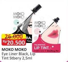 Promo Harga MOKO MOKO Eye Liner Black, Lip Tint Strbery 2.5ml  - Alfamart