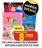 Promo Harga YUPI Candy Strawberry Kiss, Baby Bear, Neon Stick 110 gr - Superindo
