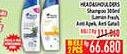 Promo Harga HEAD & SHOULDERS Shampoo Anti-Apek Dengan Charcoal, Eucalyptus Anti Gatal, Lemon Fresh 300 ml - Hypermart