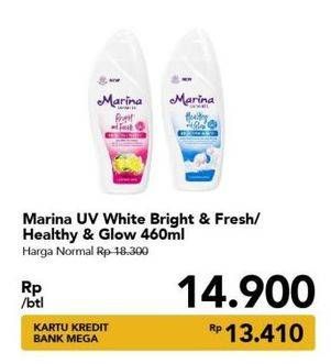 Promo Harga MARINA Hand Body Lotion Bright Fresh, UV White Healthy Glow 460 ml - Carrefour