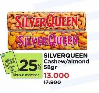 Promo Harga Silver Queen Chocolate Cashew, Almonds 58 gr - Watsons
