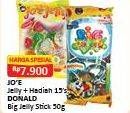 Promo Harga DONALD Big Jelly Stick 50gr/JO'E Jelly + Hadiah 15s  - Alfamart