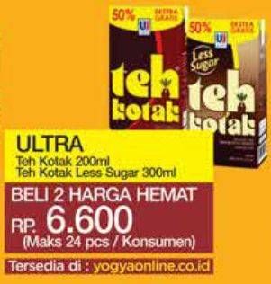 Promo Harga Ultra Teh Kotak Jasmine, Less Sugar 300 ml - Yogya