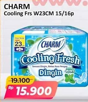 Promo Harga Charm Extra Comfort Cooling Fresh Wing 23cm 15 pcs - Alfamart