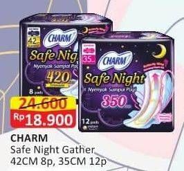 Promo Harga Charm Safe Night Gathers 42cm, Gathers 35cm 8 pcs - Alfamart