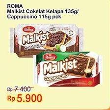 Promo Harga ROMA Malkist Cappuccino, Cokelat Kelapa 115 gr - Indomaret