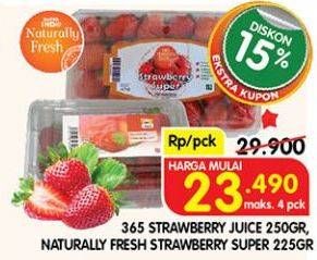 Promo Harga 365 Strawberry Juice 250 g/ NATURALLY FRESH Strawberry Super 225 g  - Superindo