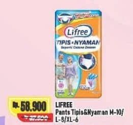 Promo Harga Lifree Popok Celana Tipis & Nyaman Bergerak M10, L8, XL6 6 pcs - Alfamart