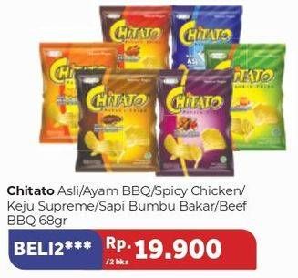 Promo Harga CHITATO Snack Potato Chips Sapi Panggang Beef Barbeque, Ayam Bumbu Spicy Chicken, Keju 68 gr - Carrefour