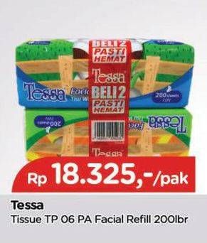 Promo Harga Tessa Facial Tissue TP 06 per 2 pouch 200 pcs - TIP TOP