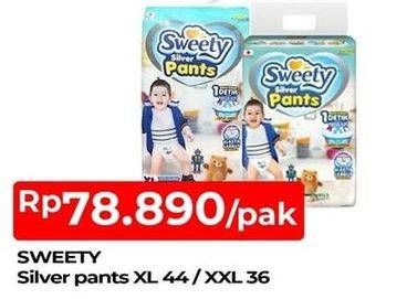 Promo Harga Sweety Silver Pants XL44, XXL36 36 pcs - TIP TOP