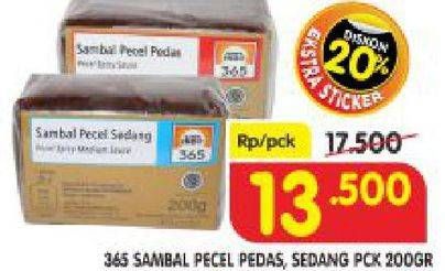 Promo Harga 365 Sambal Pecel Pedas, Sedang 200 gr - Superindo