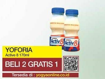 Promo Harga YOFORIA Fermented Milk Drink Activ8 170 ml - Yogya