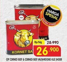 Promo Harga CIP Corned Beef Original, Mushroom 340 gr - Superindo