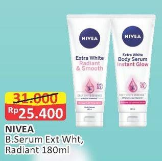 Promo Harga NIVEA Body Lotion Radiant Smooth, Instant Glow 180 ml - Alfamart