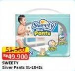 Promo Harga Sweety Silver Pants XL18+2 20 pcs - Alfamart