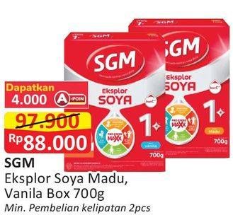 Promo Harga SGM Eksplor Soya 1-5 Susu Pertumbuhan Vanila, Madu 700 gr - Alfamart