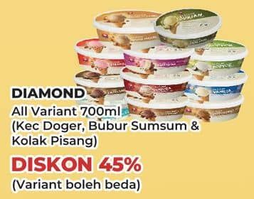 Promo Harga Diamond Ice Cream Kecuali Es Doger, Kecuali Bubur Sumsum, Kecuali Kolak Pisang 700 ml - Yogya