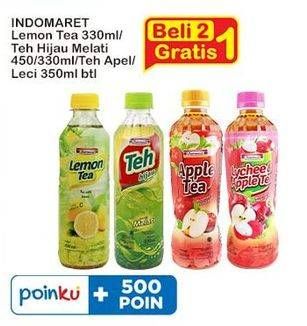 Promo Harga Indomaret Minuman Teh Lemon, Hijau Melati, Apel, Apel Leci 330 ml - Indomaret