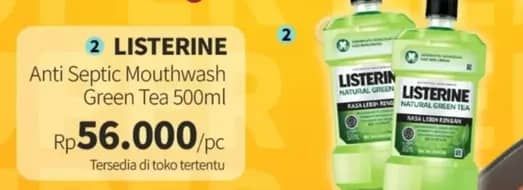 Promo Harga Listerine Mouthwash Antiseptic Natural Green Tea 500 ml - Guardian