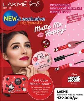Promo Harga LAKME Reinvent 9to5 Minnie Mouse Matte Lip Cream  - Guardian