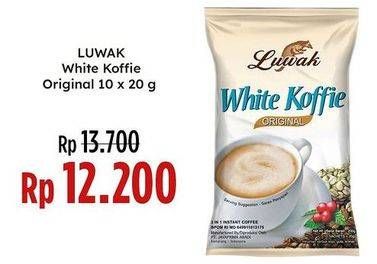 Promo Harga Luwak White Koffie Original per 10 sachet 20 gr - Indomaret
