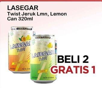Promo Harga Lasegar Twist Larutan Penyegar Lemon, Orange Lemon 320 ml - Alfamart