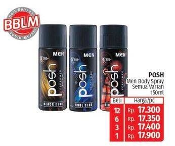 Promo Harga Posh Men Perfumed Body Spray All Variants 150 ml - Lotte Grosir