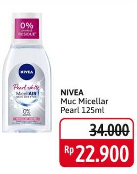 Promo Harga NIVEA MicellAir Skin Breathe Micellar Water Pearl White 125 ml - Alfamidi