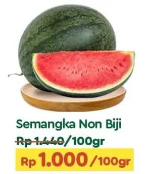 Promo Harga Semangka Merah Tanpa Biji per 100 gr - TIP TOP