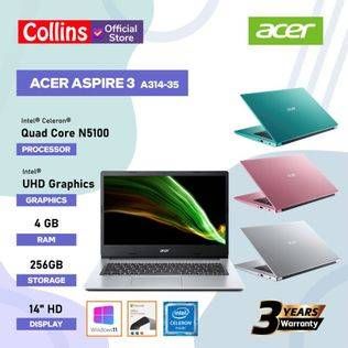 Promo Harga Acer Aspire 3 Slim A314-35-C8QL /Celeron N5100/4GB/256GB SSD/14″/Win 10 Home+OHS 2019  - Tokopedia