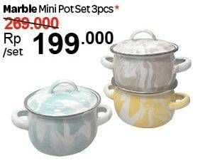 Promo Harga Marble Enamel Mini Pot Set 3 pcs - Carrefour