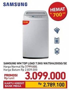 Promo Harga SAMSUNG WA75H4200SG/SE | Washing Machine Top Loading 7.5kg 7500 gr - Carrefour