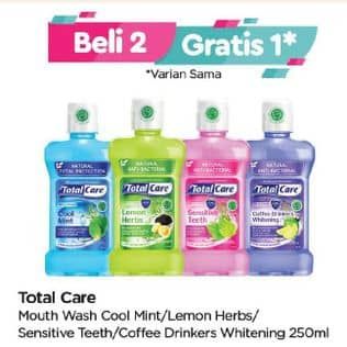 Promo Harga Total Care Mouthwash Cool Mint, Lemon Herbs, Sensitive Teeth, Sparkling White 250 ml - TIP TOP