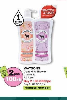 Promo Harga Watsons Goat Milk Shower Cream All Variants 1 ltr - Watsons