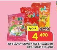 Promo Harga YUPI Candy Gummy Kiss Strawberry/Little Stars 45gr  - Superindo
